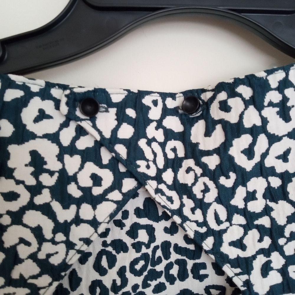 Zara Peplum Top Leopard Cropped Green Size XS - Picture 6 of 8